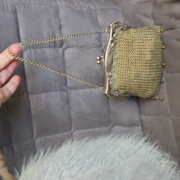 Antique 1900 Early metal mesh, Victorian, velvet embroidery, Art Deco - Picture 7 of 9